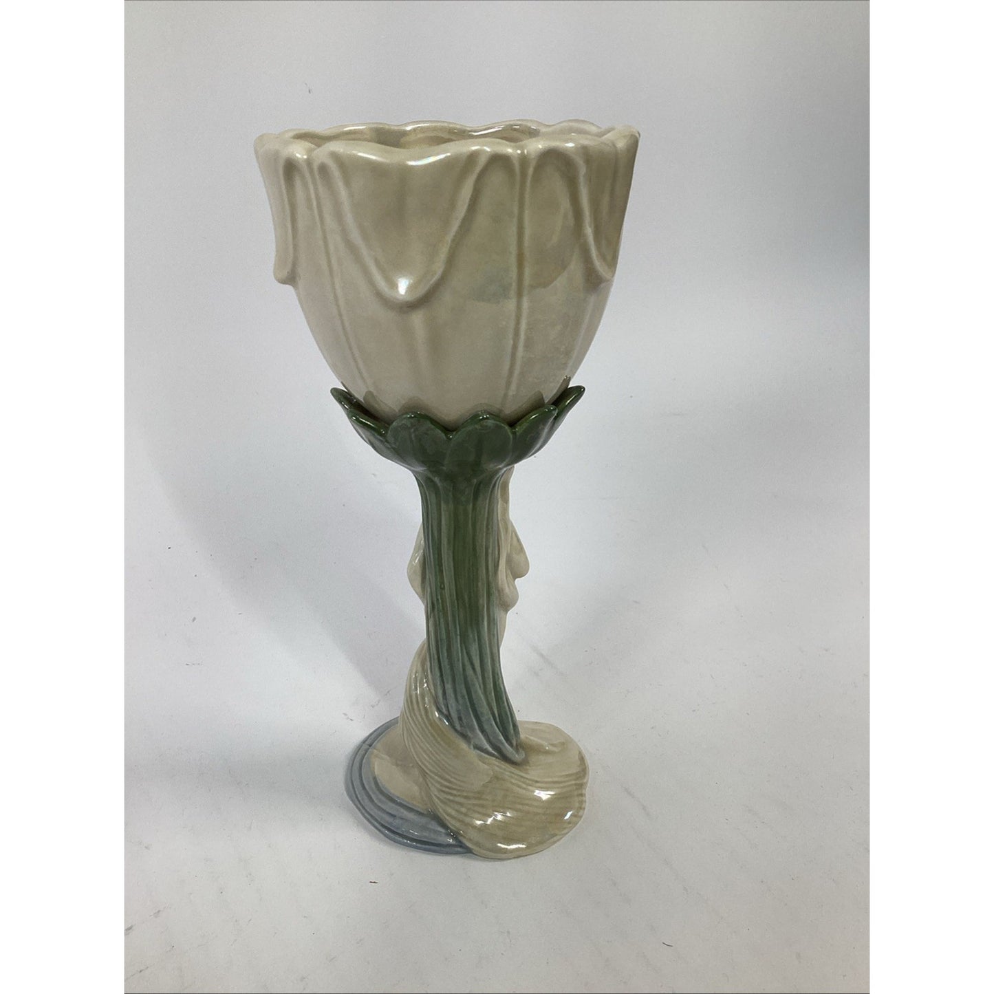 Fitz & Floyd Art Nouveau Ceramic Goblet Pearlescent Figurative Japan 1978