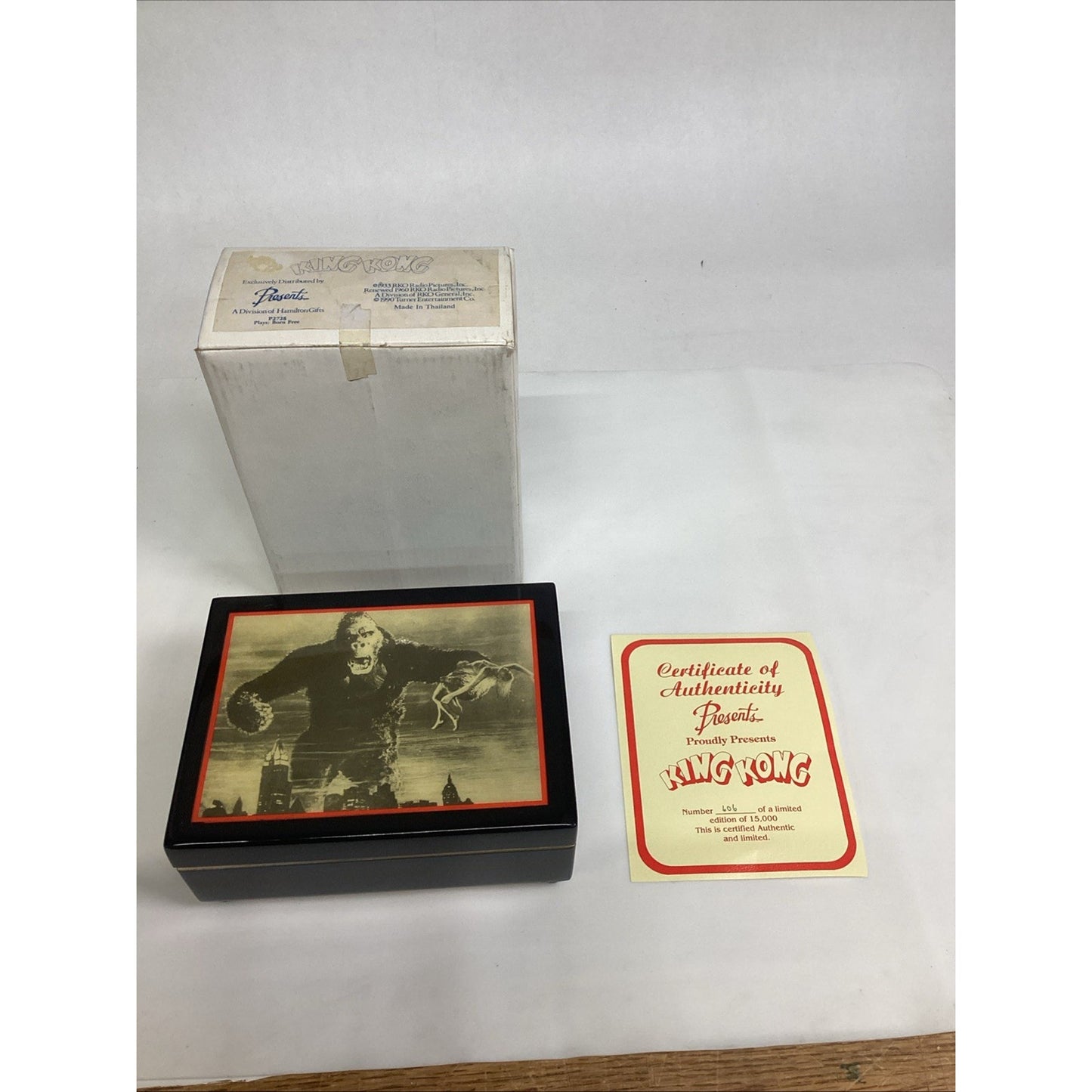 1990 King Kong Born Free Hamilton Gifts Music Box #606 W/ COA - Limited Edition