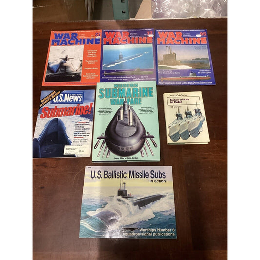 Lot Of 7 - War Machine Subs, Modern Subs Warfare, Subs In Color & US Ballistic M