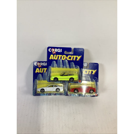 Lot of 3 Vintage NOS Corgi Auto City Cars - Mercedes, BMW, Ferrari Testarossa