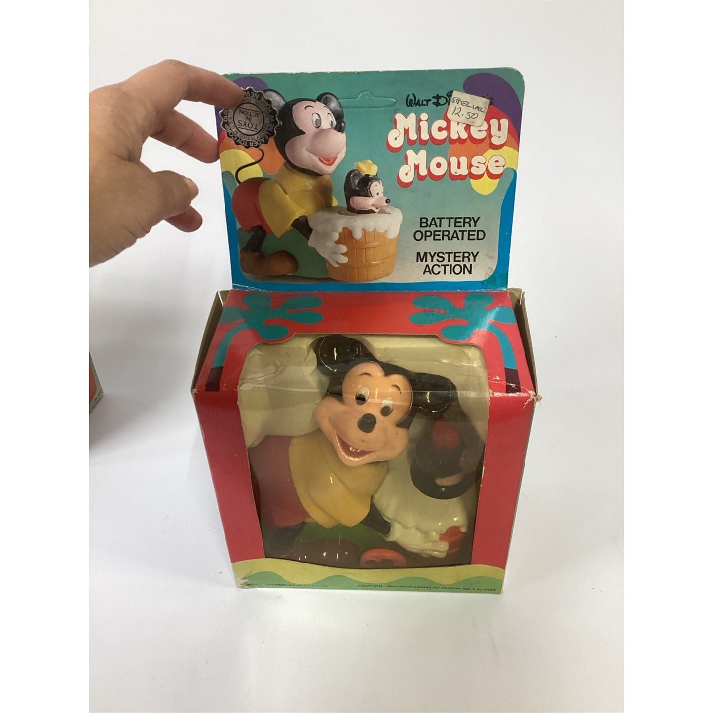 Lot Of 2 Vintage NOS 1970’s Disney Toys W/ Mystery Action - Mickey & Donald Duck