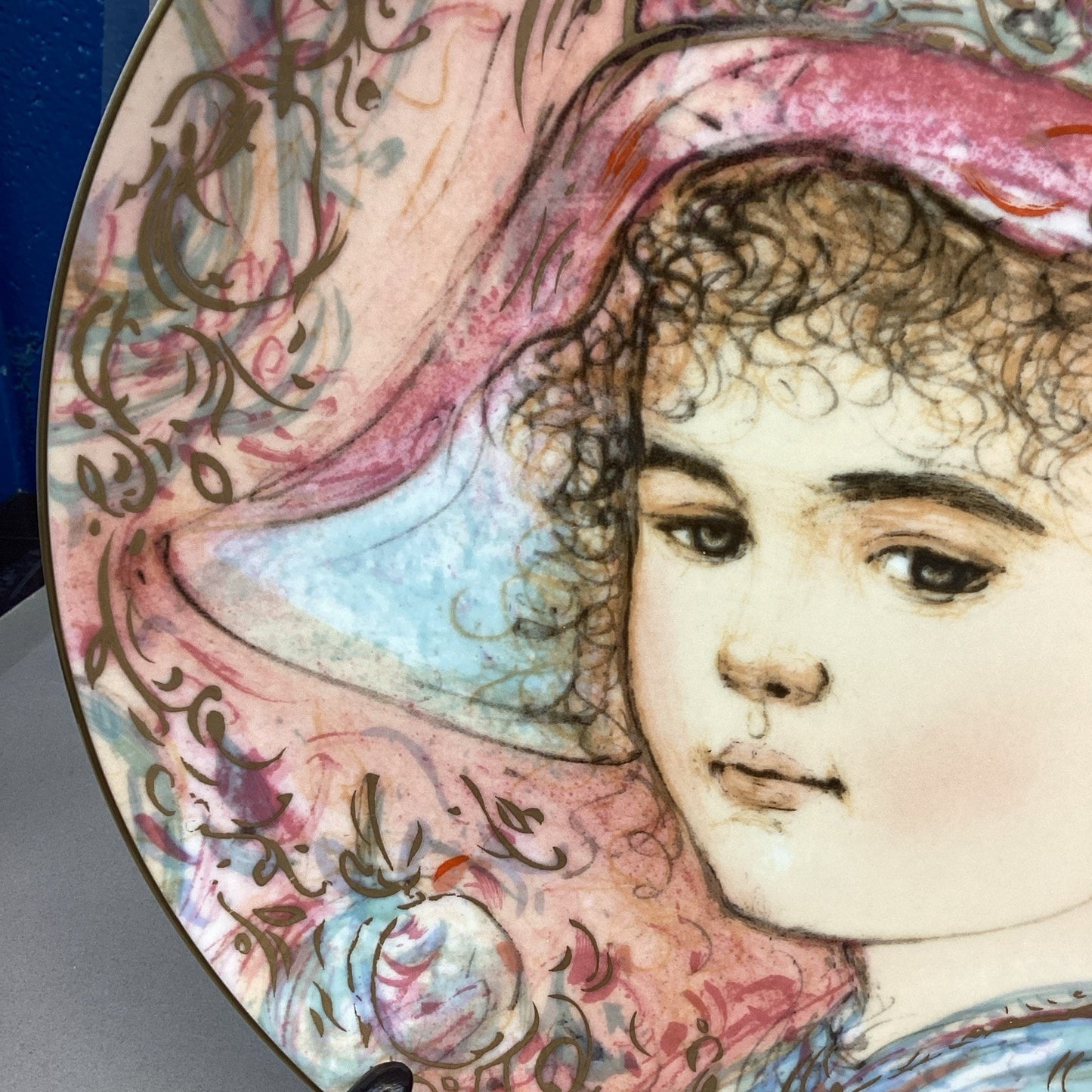 2 Signed Edna Hibel Frederic & Claire Commemorative Series Collectors Plates