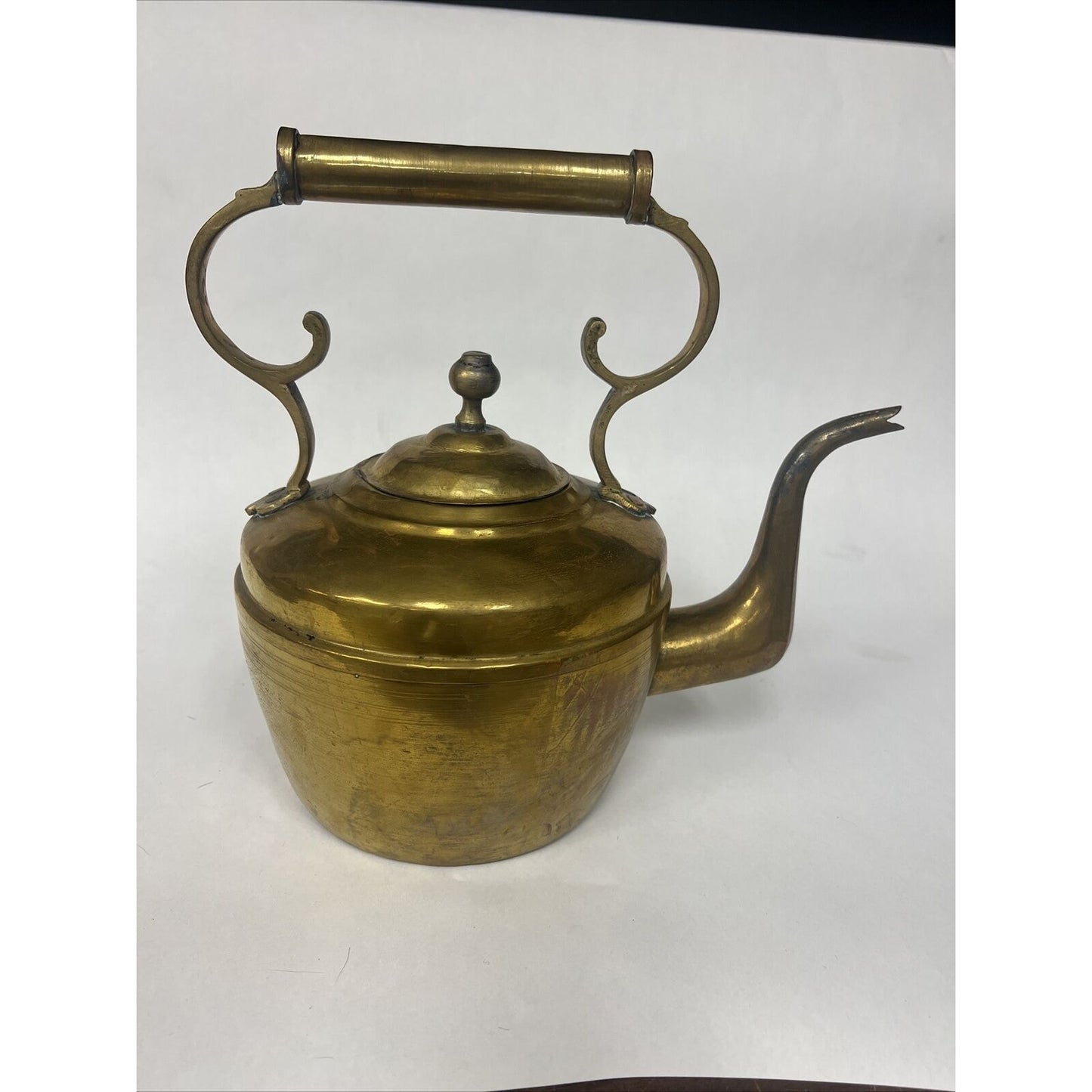 Antique Moroccan Moorish Large Heavy Solid Brass Kettle, 19th C