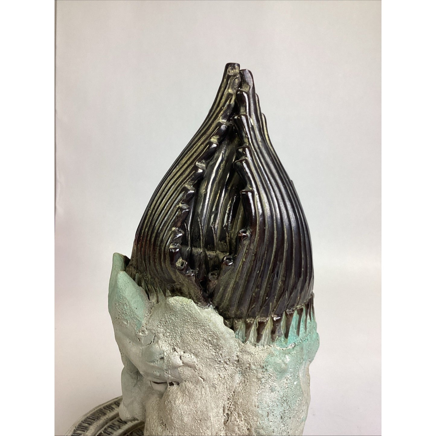 Whimsical Ceramic Sculpture- Surreal Face With Miniature Piano - 13.5”H