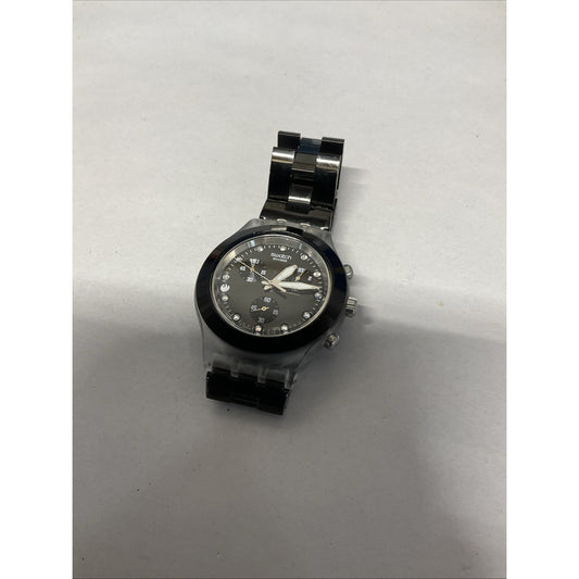 Swatch Irony Diaphane Chronograph Quartz Black Dial Stainless Steel Bracelet