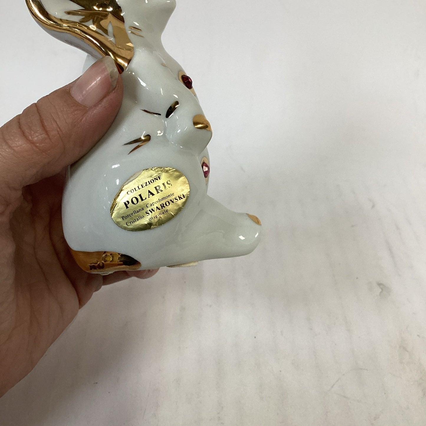 Capodimonte Porcelain Elephant Figurine W/ Swarovski Crystals - Made In Italy