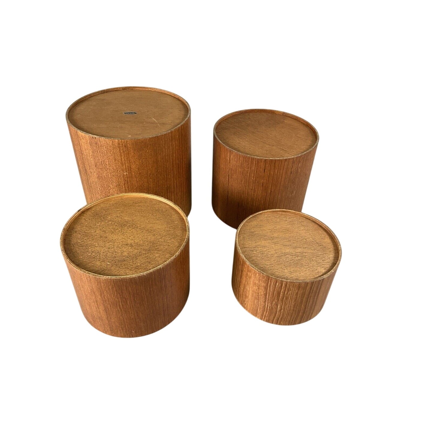 MCM Teak Bent Wood Nesting Canisters Set Of 4 Japan Kitchen Storage