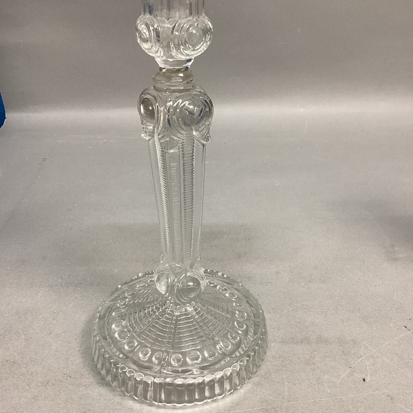 Elegant Antique Bayel Louis XV Candlestick 8.5" Clear Pressed Glass