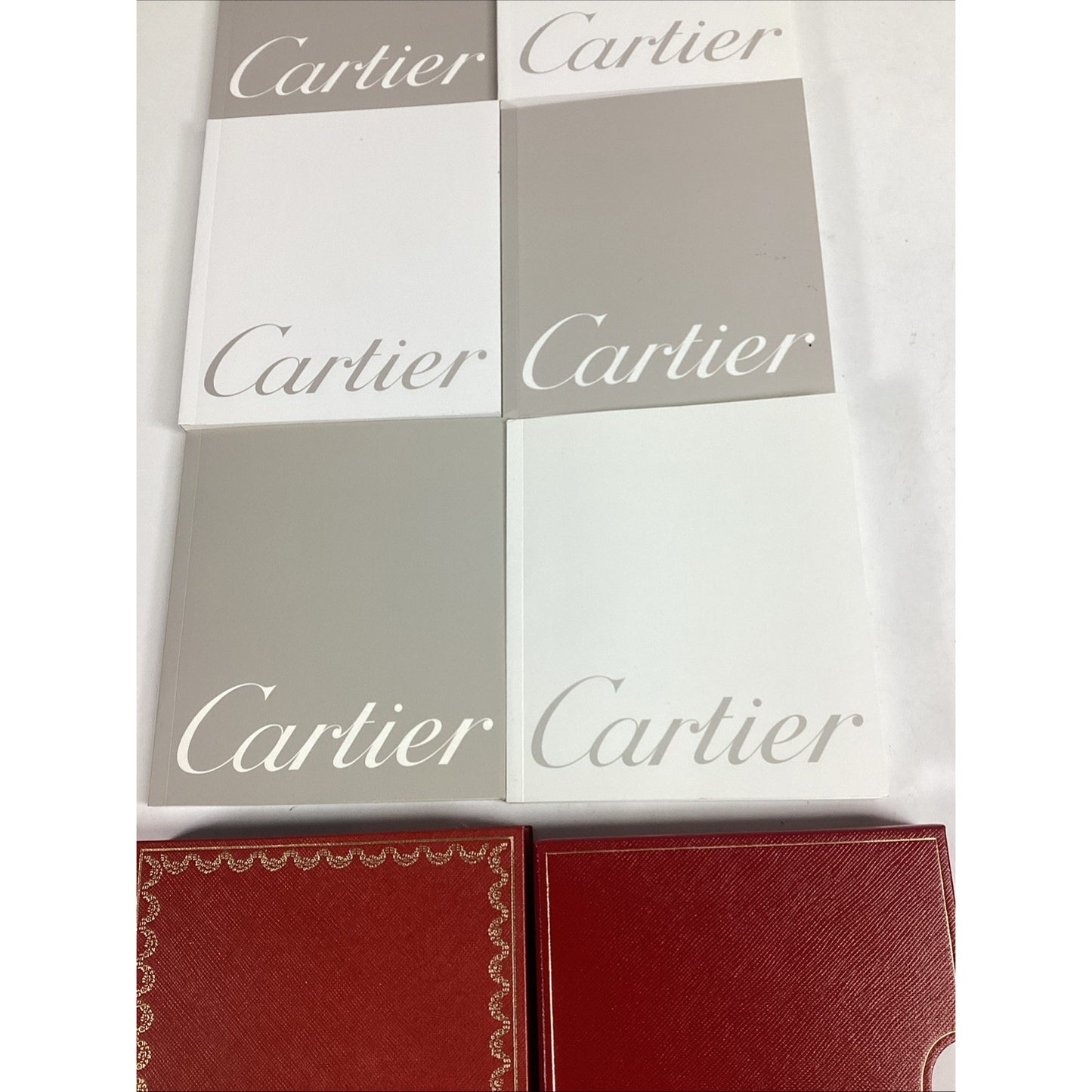 Set Of 6 Original Cartier Manuals - 3 Certificate of Authenticity & 2 Red Boxes