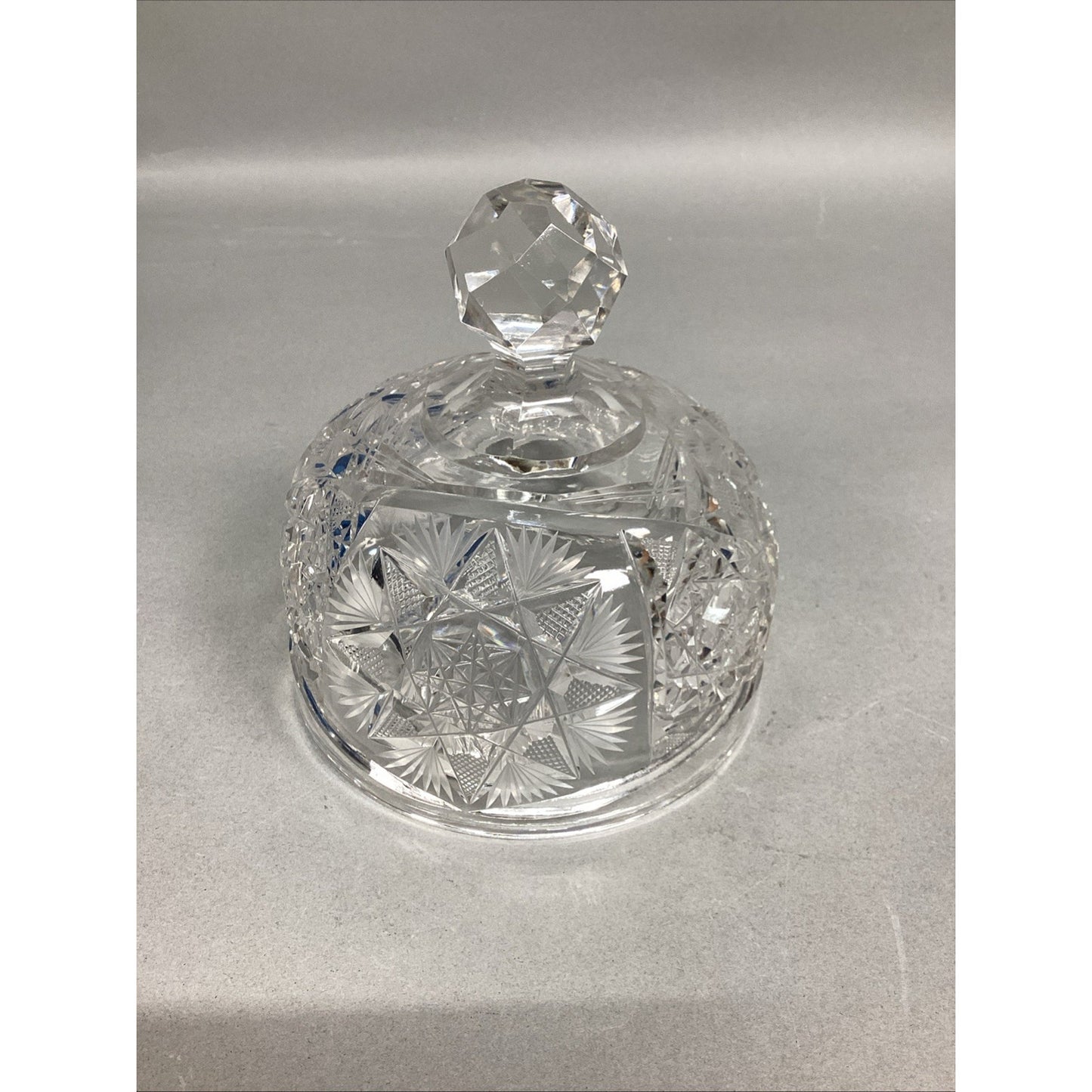 Cut Crystal Glass Hobstar Cheese Or Butter Dome