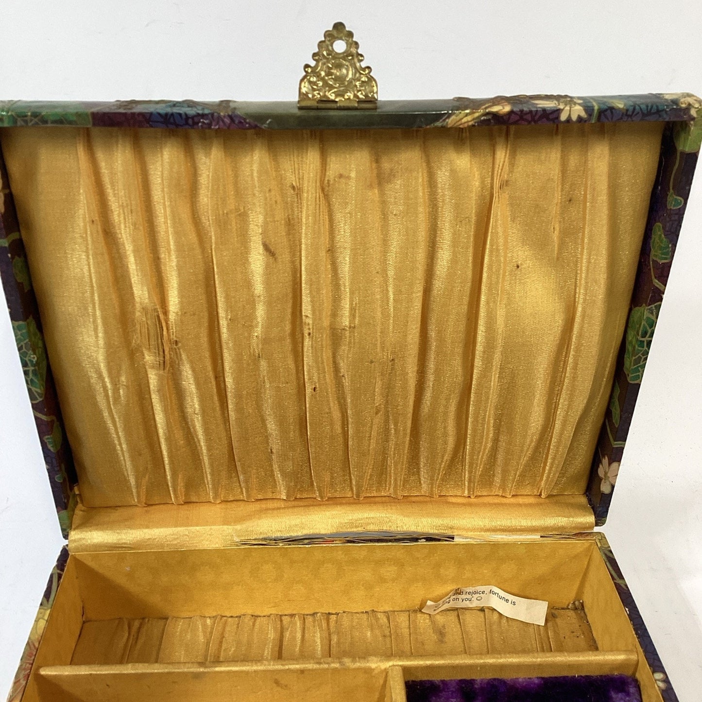 Antique 1900’s Edwardian Lithograph Wooden Jewelry Box W/ Lined Satin - Read