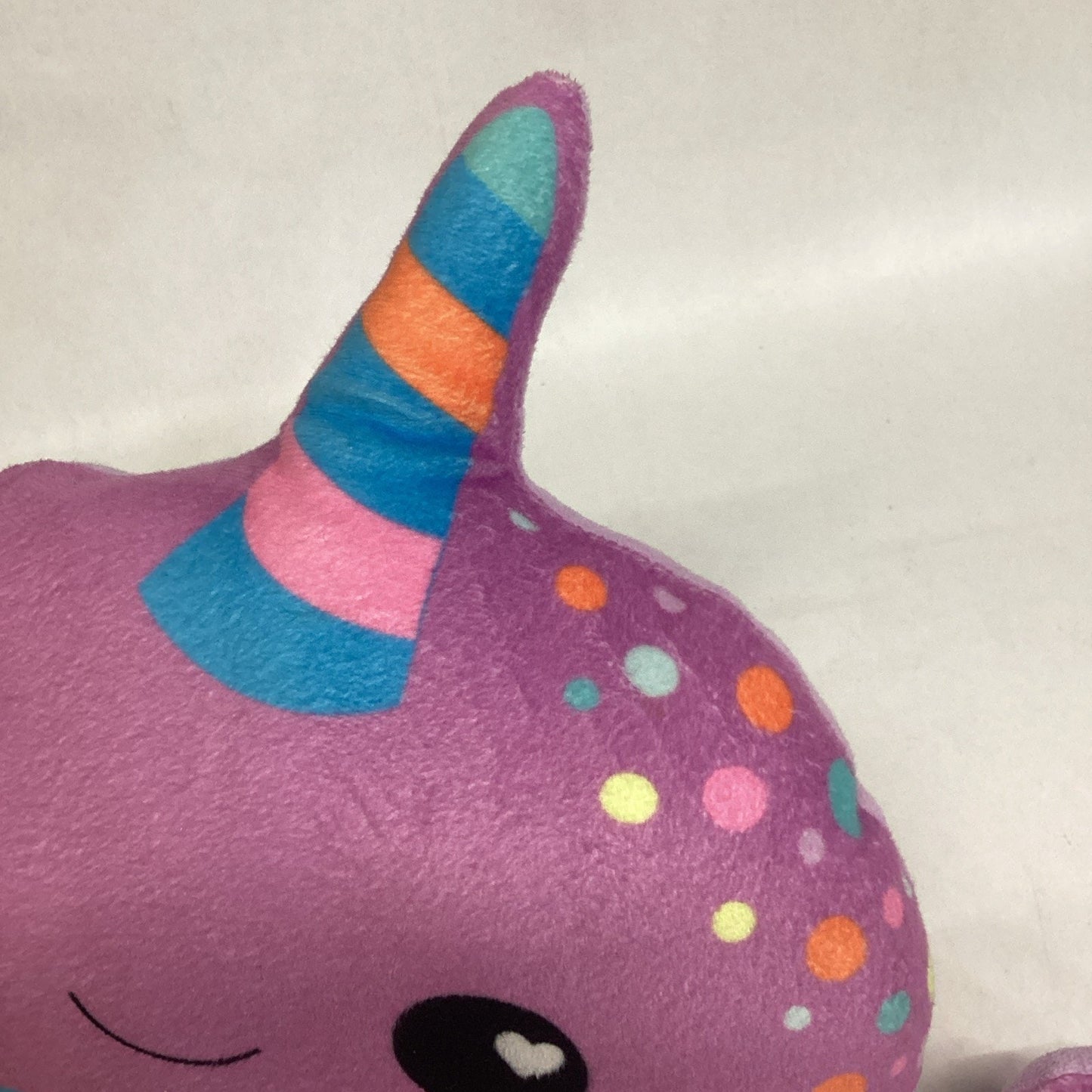 Purple Narwhal Unicorn Whale Rainbow Stuffed Animal Pillow Plush 17" Long