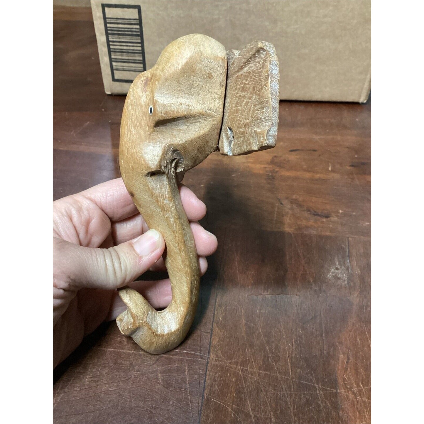 Kenya Elephant Soapstone Marble Figurine & Wooden Handcarved Elephant