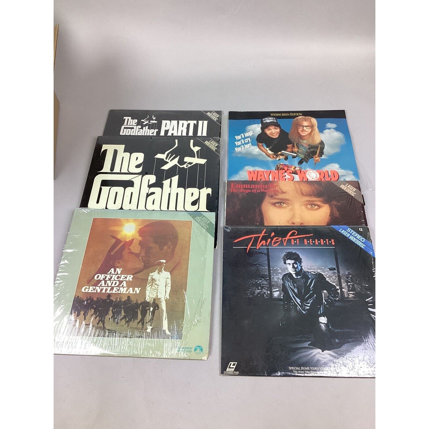 Set Of 6 Laser Videodiscs - Godfather 1/2, Wayne’s World, Thief Of Hearts..