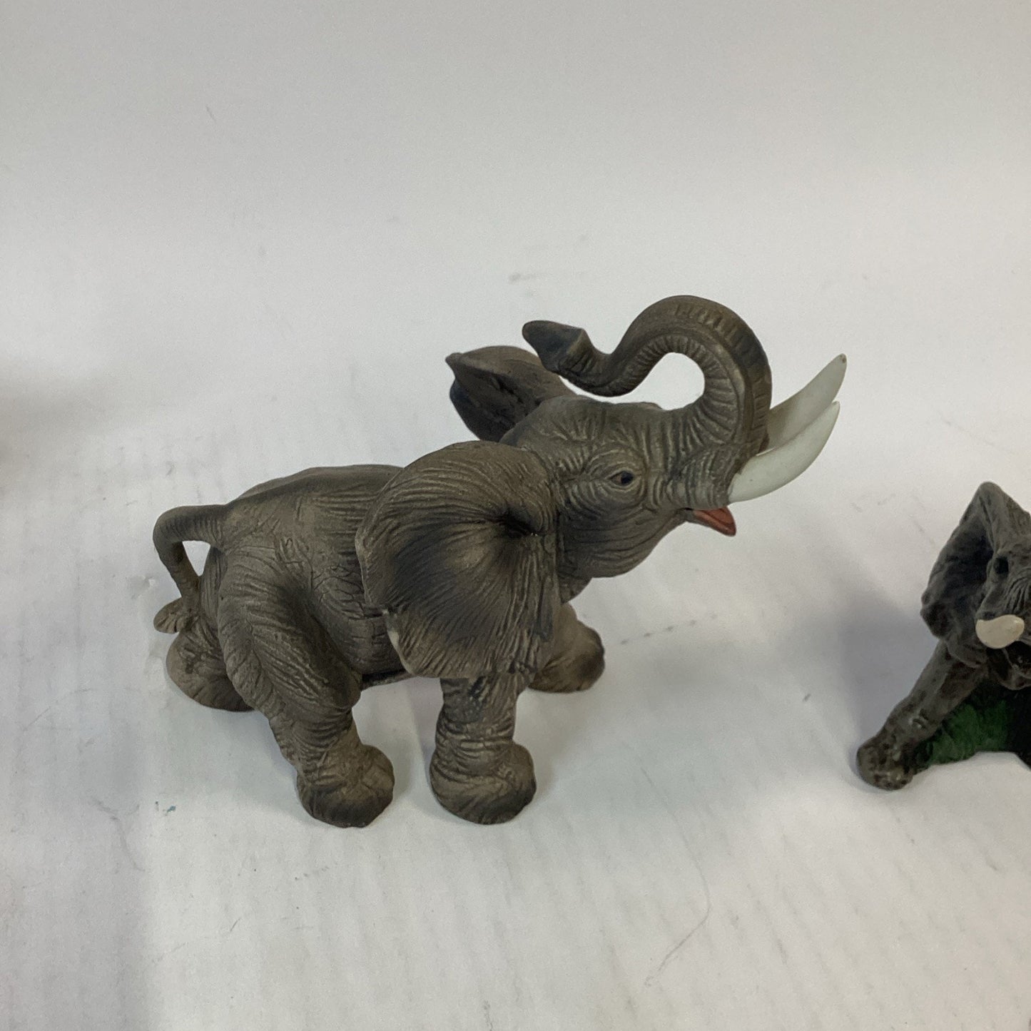 Lot Of 3 - 2 Bull Elephant Figurines & 1 Candle