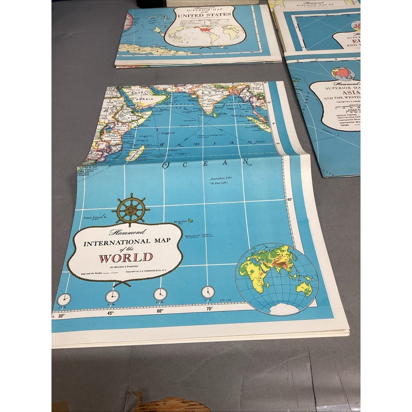 Hammond Deluxe Map Library - US, The World, South America, Asia, Europe, Canada