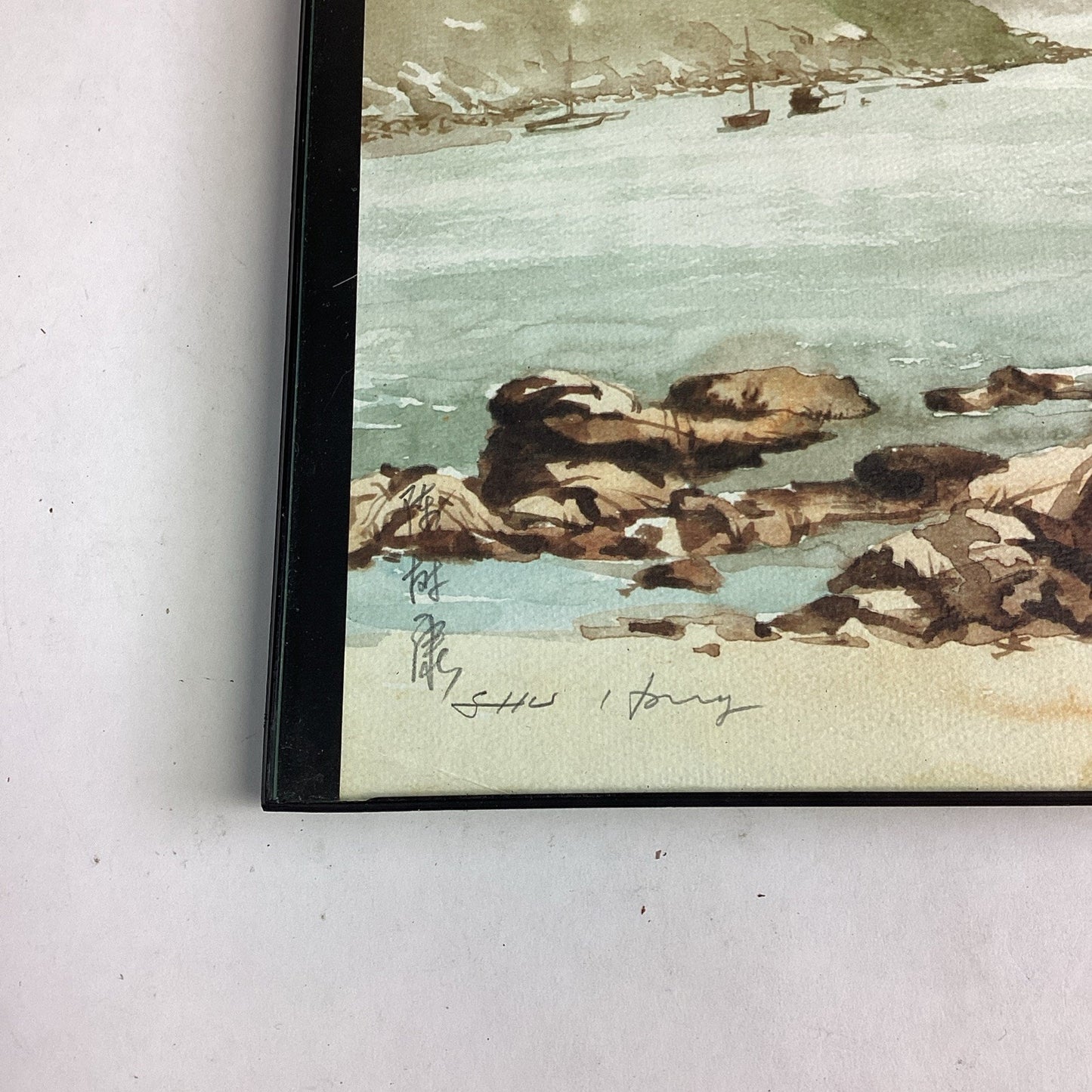 Lot Of 4 Chinese Watercolor Paintings And 1 Lighthouse Print