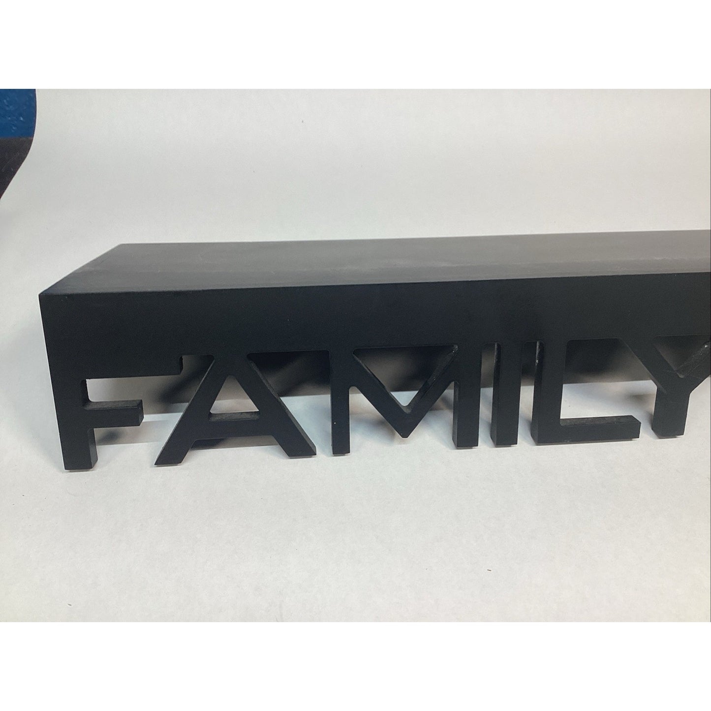 ‘Family’ Wooden Black Floating Wall Shelf - 18x5.5”