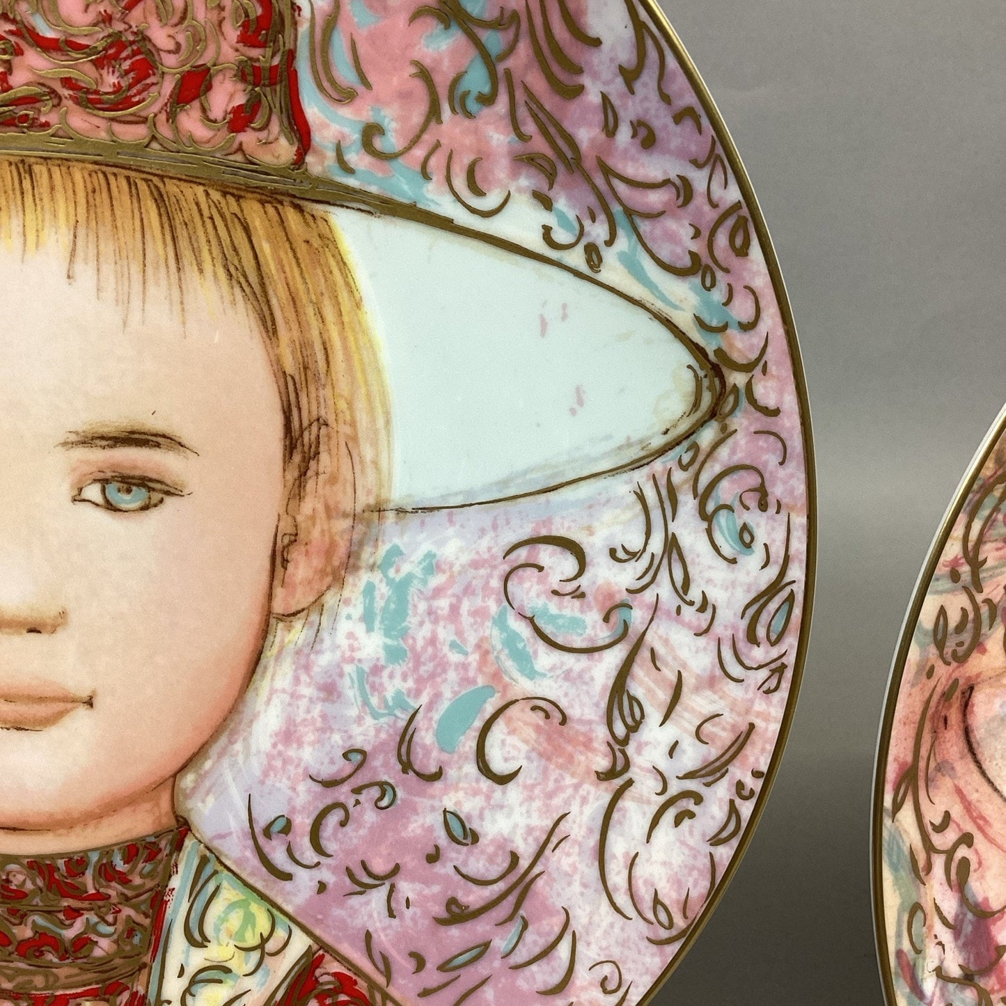 2 Signed Edna Hibel Frederic & Claire Commemorative Series Collectors Plates