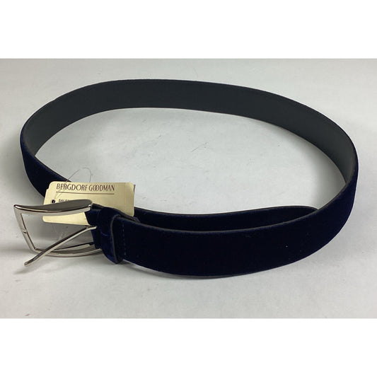Bergdorf Goodman Blue Suede Men’s Belt - NWT - Size 36 - Made In Italy