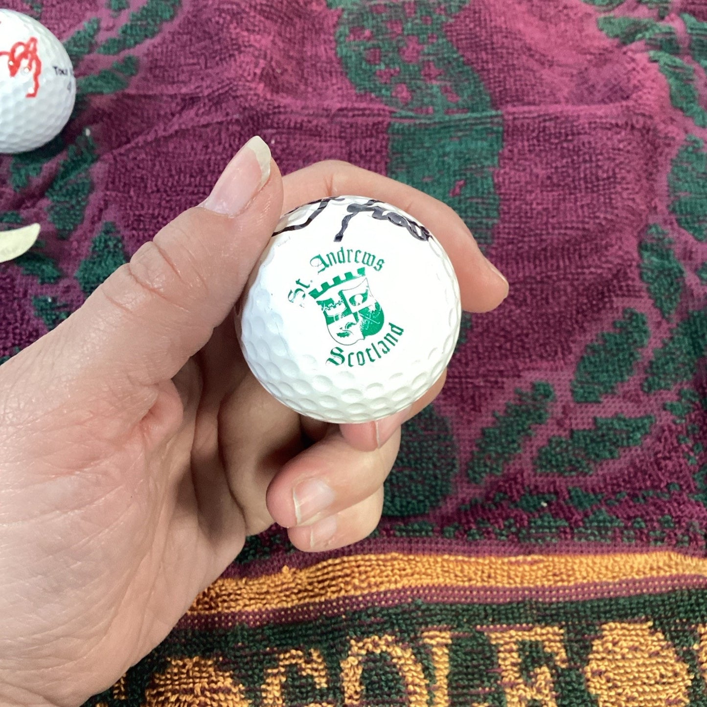 St. Saint Andrews Golf Course Links Golf Towel & Autographed Logo Balls In Pouch