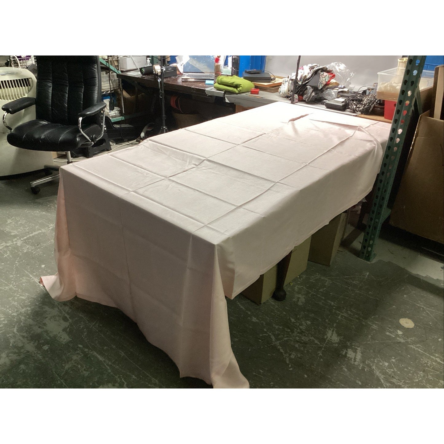 Set Of 2 Vintage Table Cloths - Olive Green (90x50”) And Light Pink (120x70”)