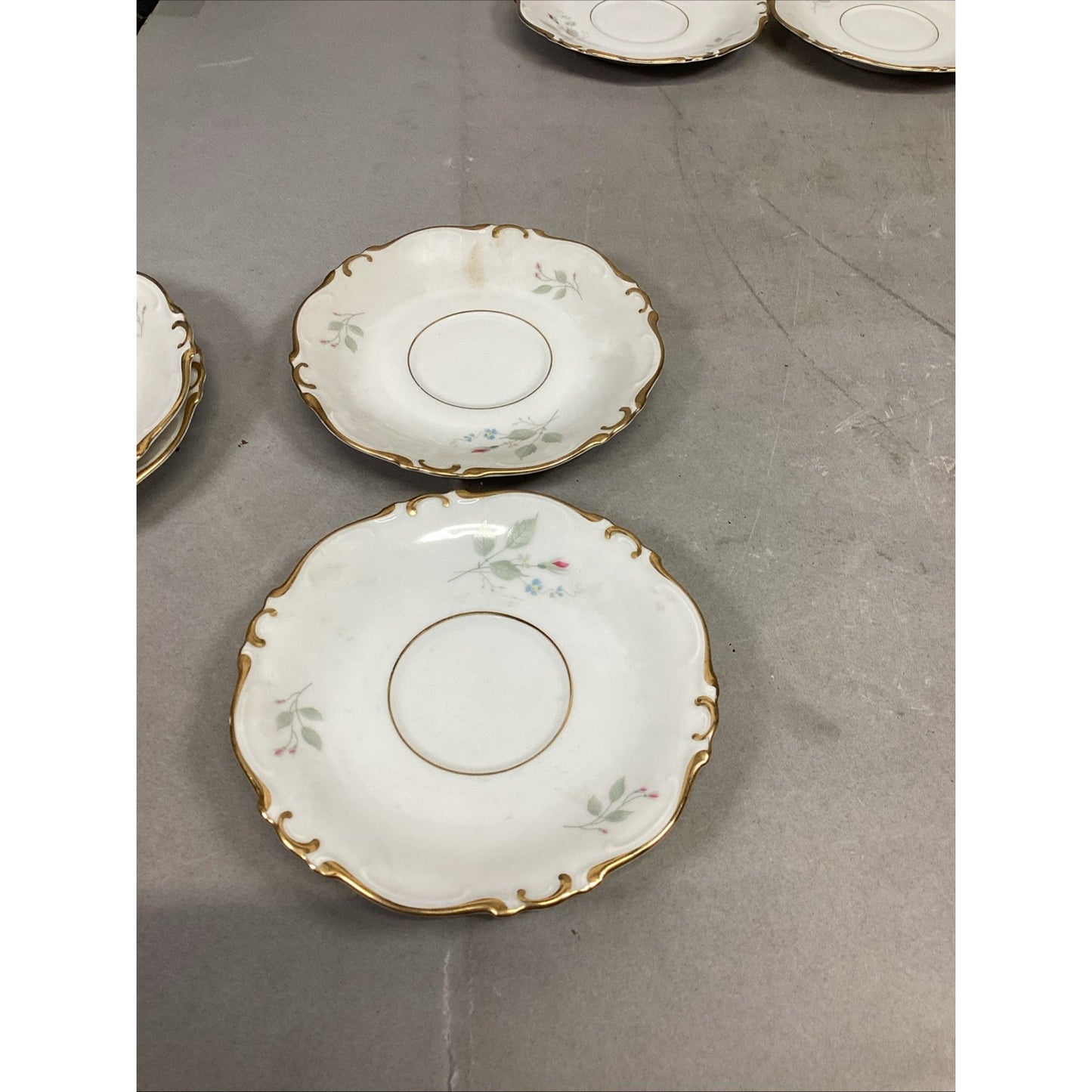 Set Of 8 Floral H&Co Selb Bavaria Germany Heinrich Saucers #66