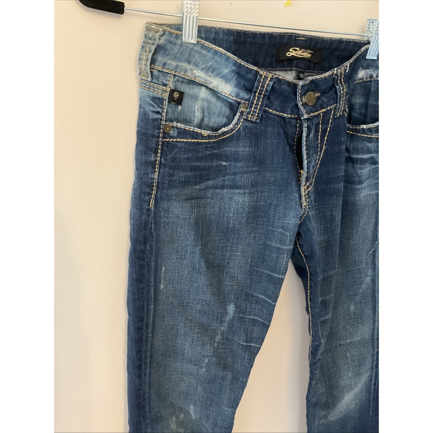 Serfontaine Women’s Low-Rise Zippered Low-Rise Bootcut Jeans Blue Size 29 Denim