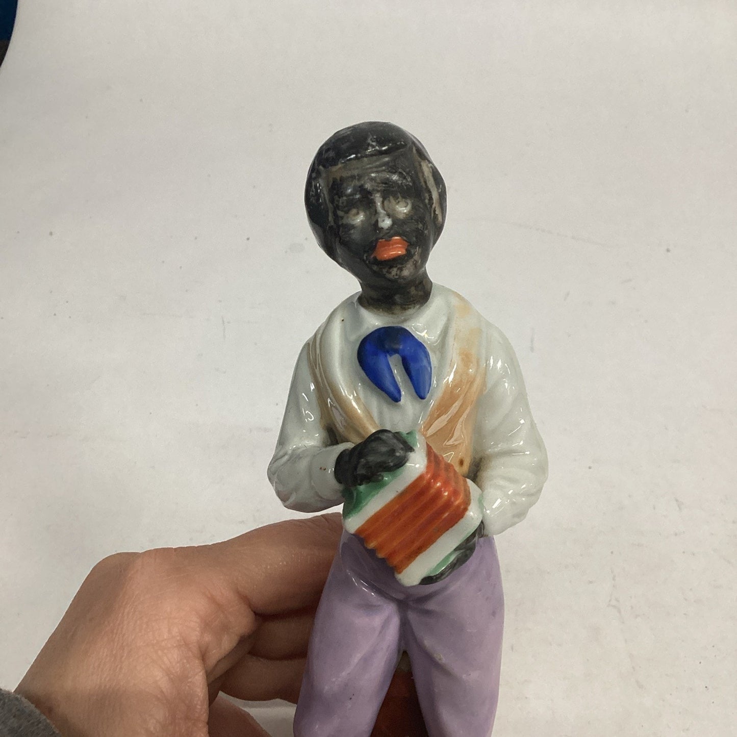 Victorian Era Staffordshire Figurine Of A Man Playing An Accordion