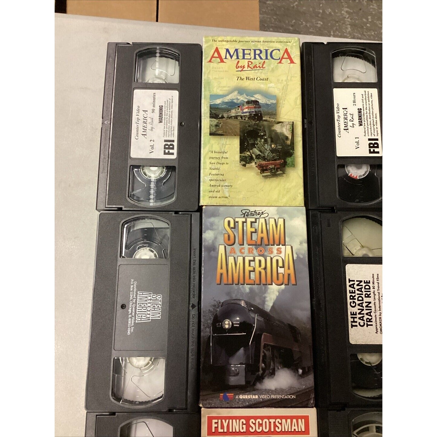 Lot Of 8 Train VHS Tapes - Flying Scotsman, Steam Across America, Great Canadian