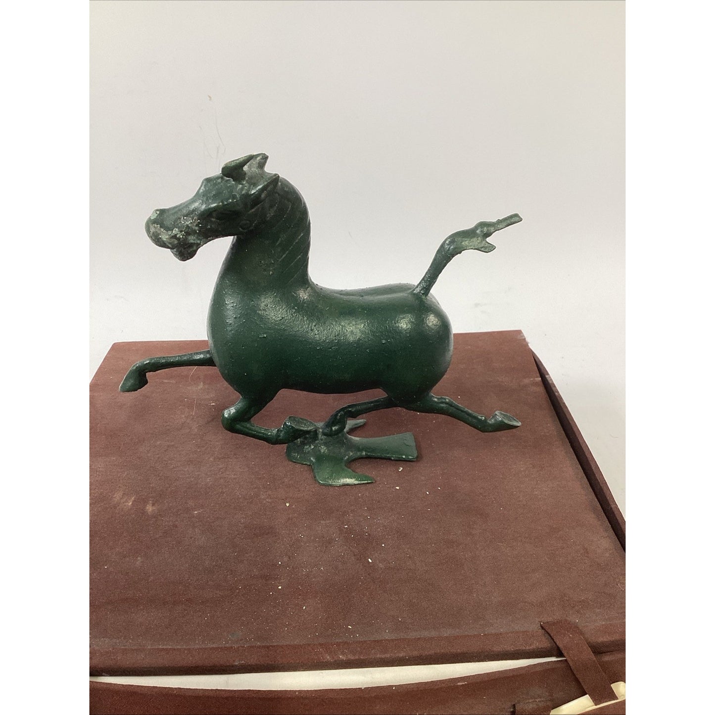 Vintage Chinese Flying Horse Of Gansu 8” Length Bronze Sculpture In case