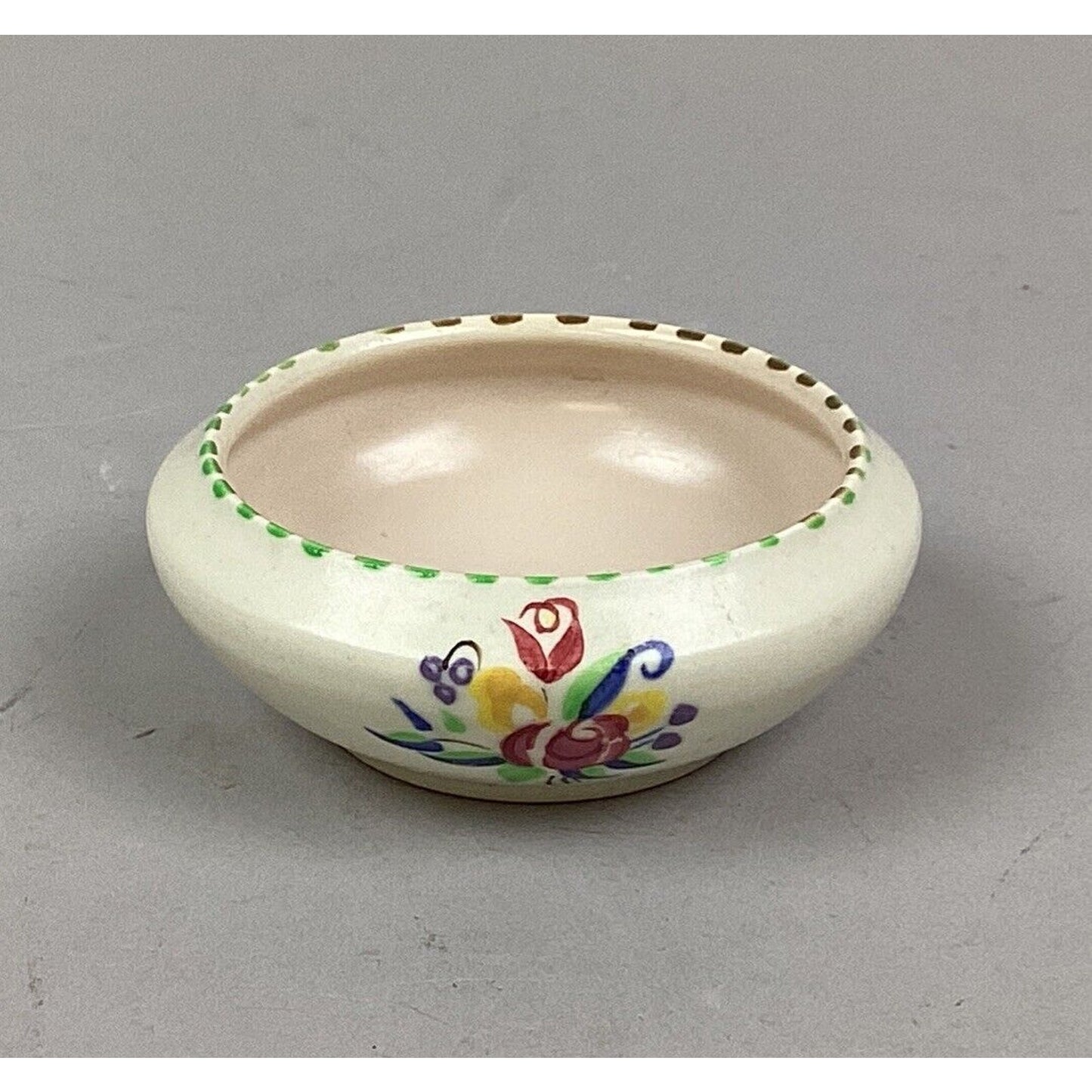 Poole Pottery - Traditional Hand Painted Flower Decorated Dipping Bowl - 2.5”