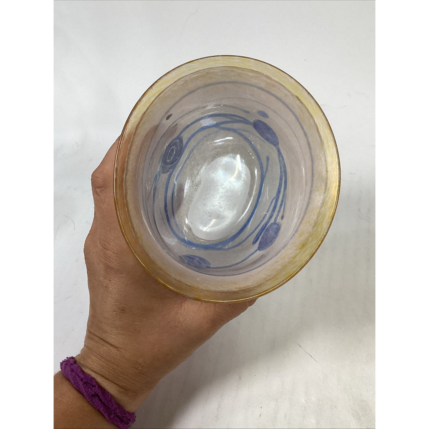 KOSTA BODA Signed Bertil Vallien BLUE GALAXY Sweden #58016 Glass Oval Bowl Vase