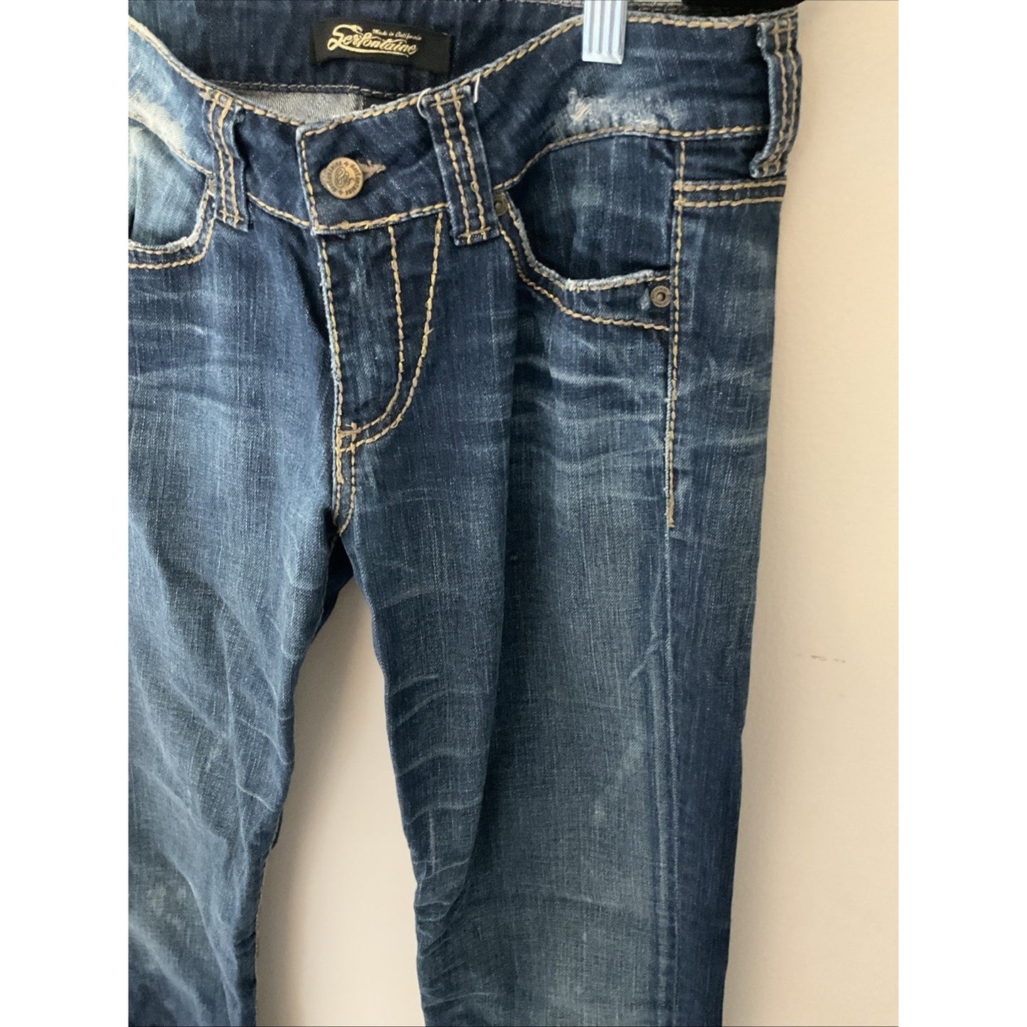 Serfontaine Women’s Low-Rise Zippered Low-Rise Bootcut Jeans Blue Size 29 Denim