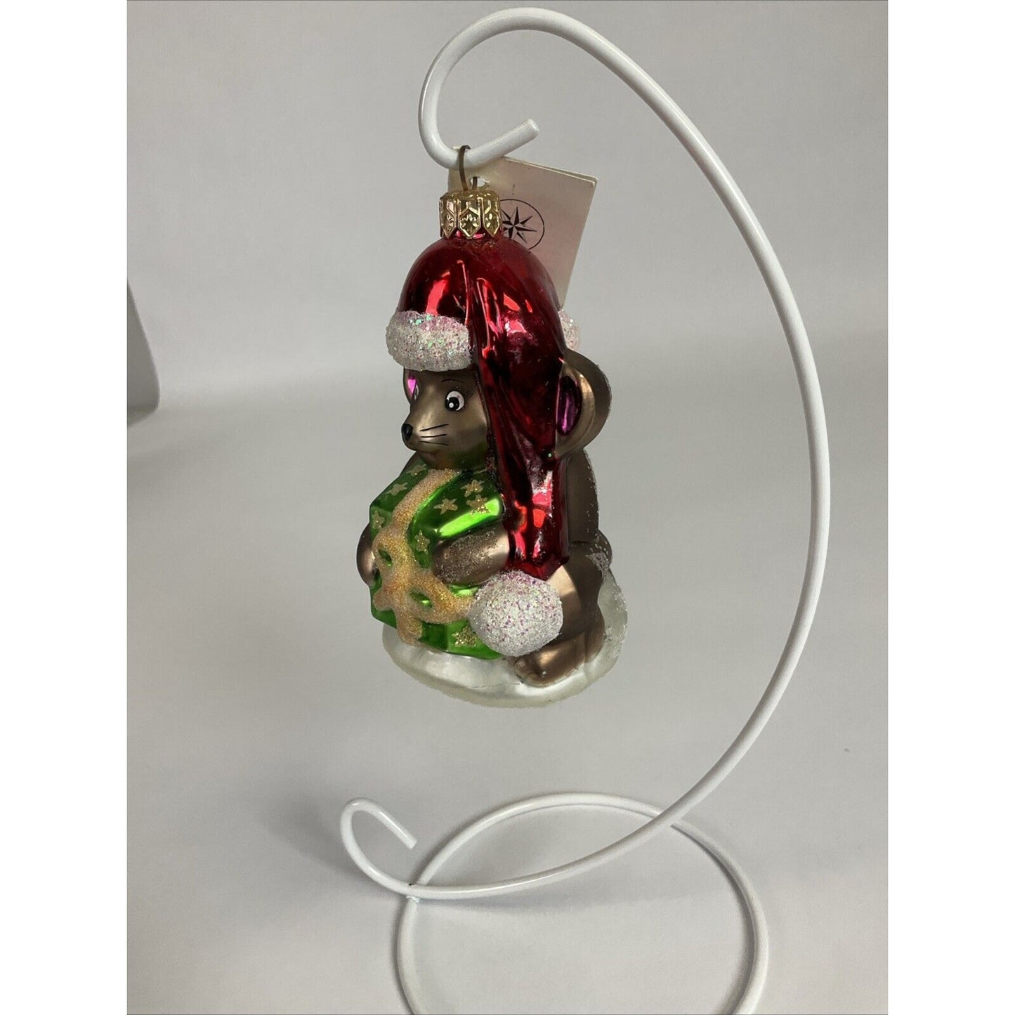 Christopher Radko Christmas Ornament Mouse Santa Hat with Present