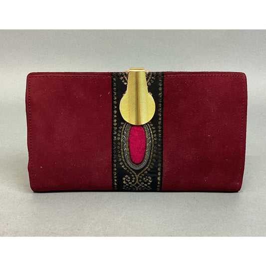 Vintage Women’s Red Suede Wallet - 4 Inner Pockets