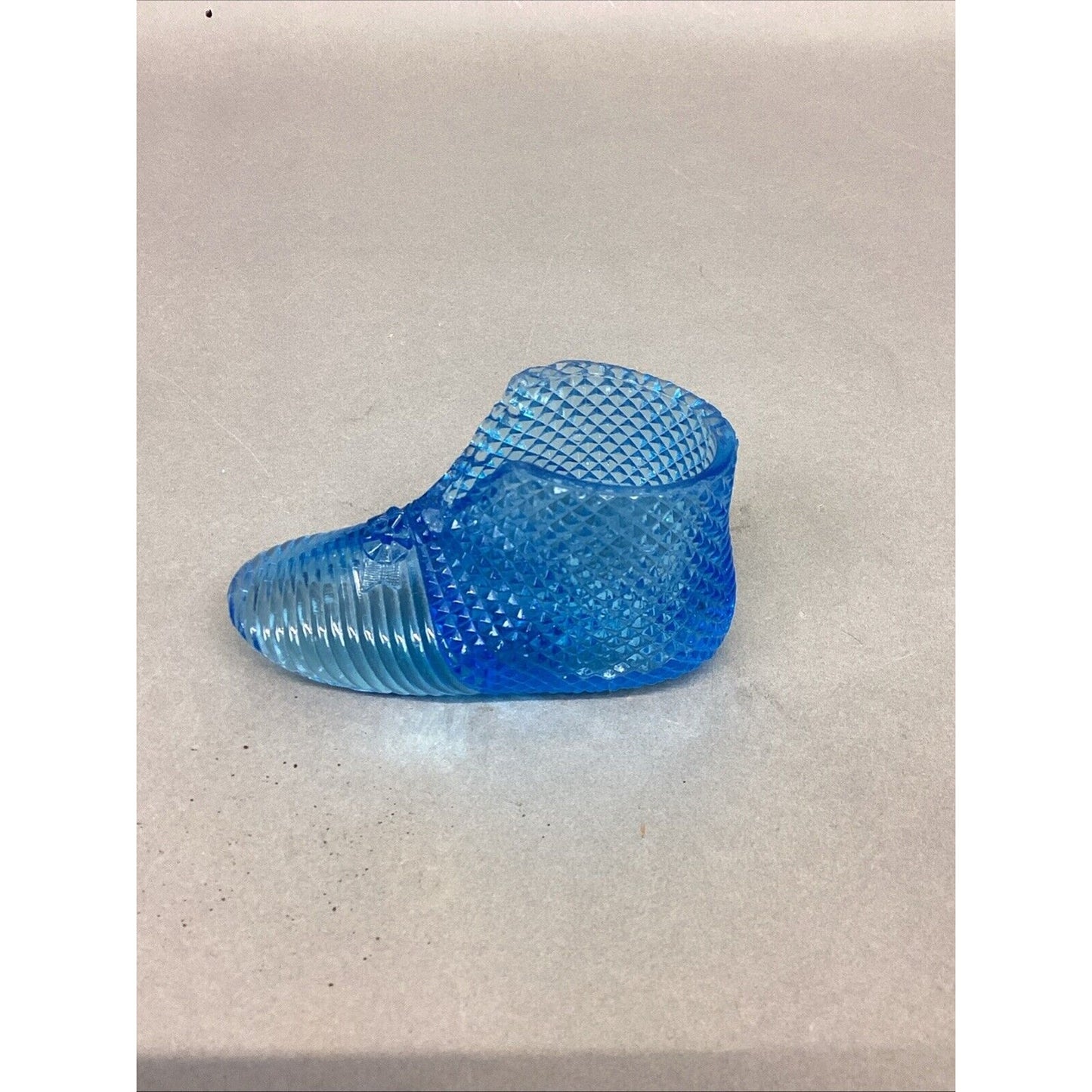 Vintage Fenton Vaseline Glass Blue Baby Slipper Figurine