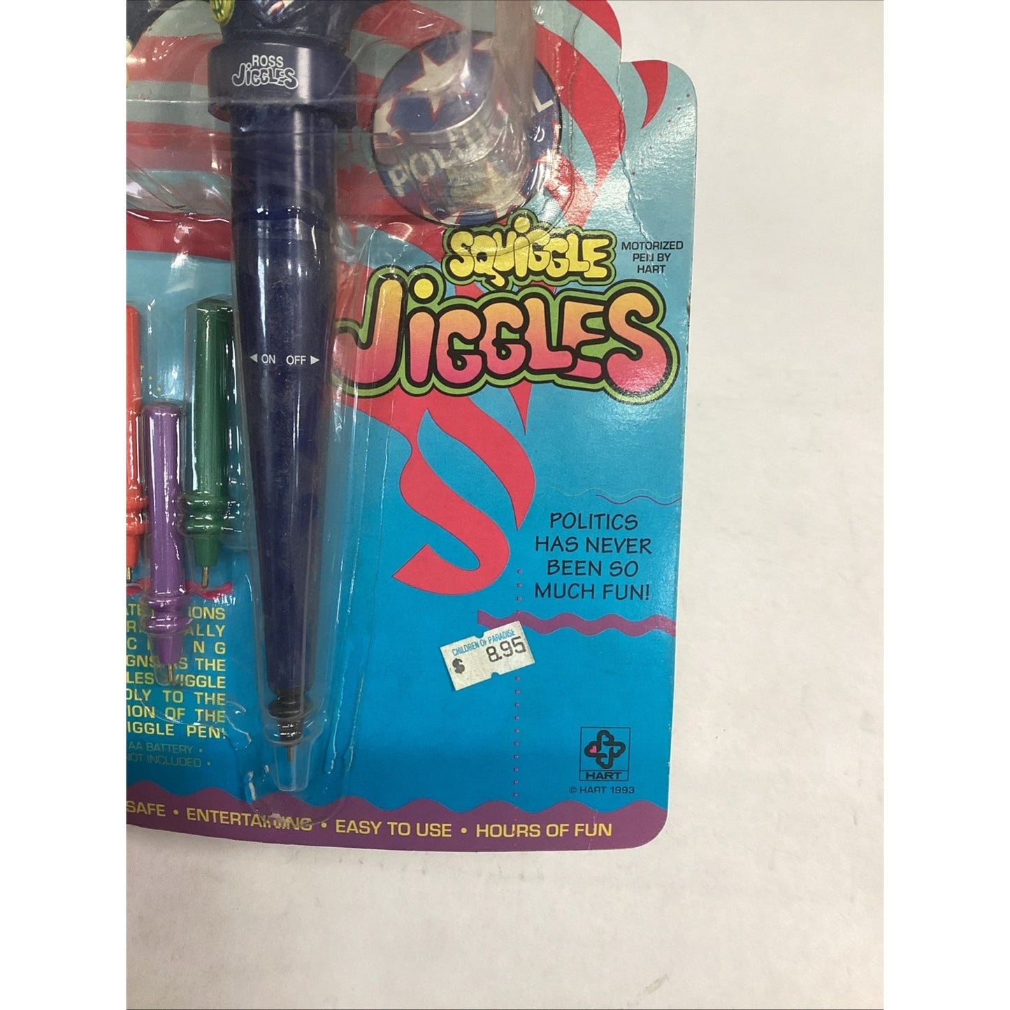 VINTAGE POLITICAL SQUIGGLE JIGGLES Motorized Pen ROSS PEROT PEN SET 1993 NIP