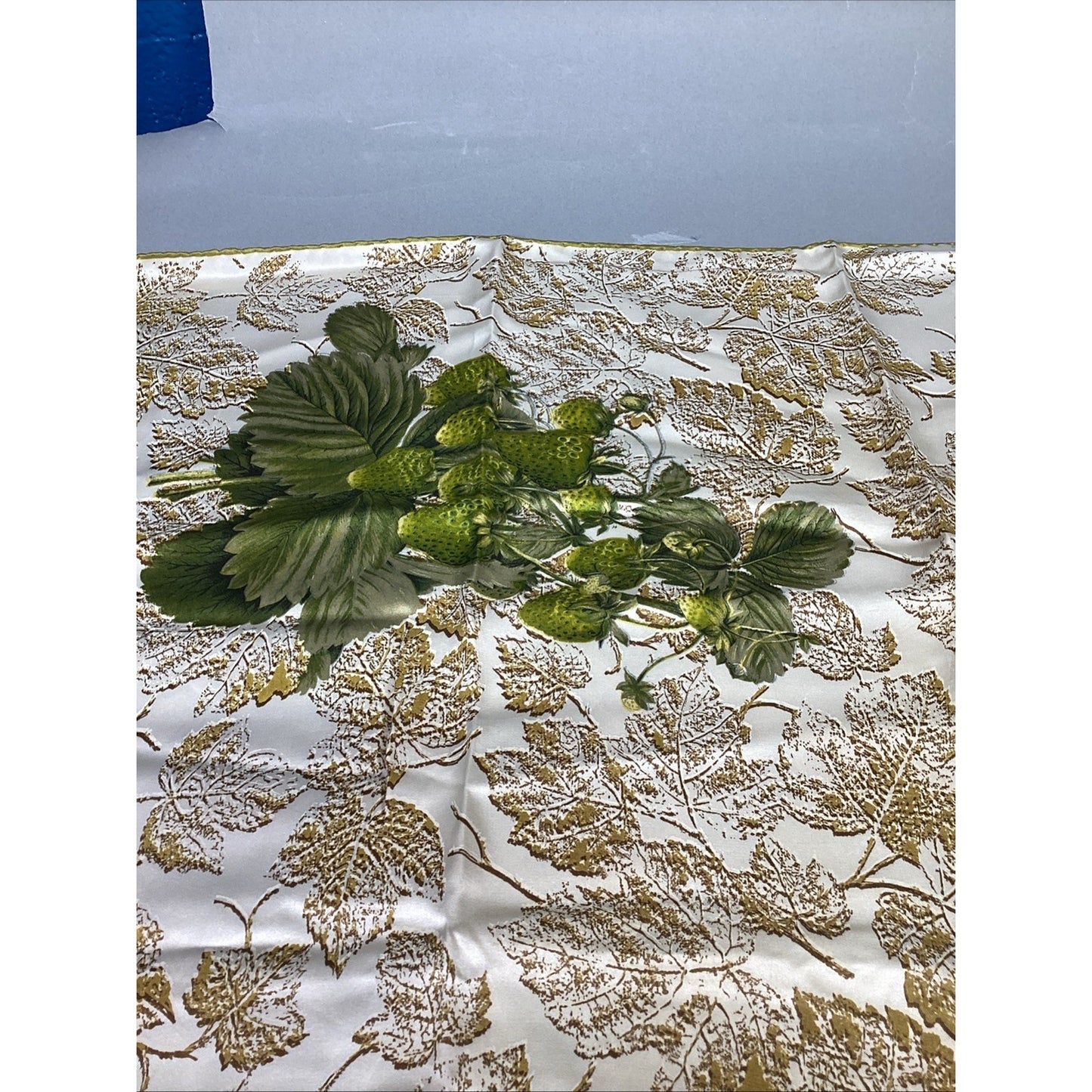 100% Silk Scarf W/ Leaves And Berries - 30x30”