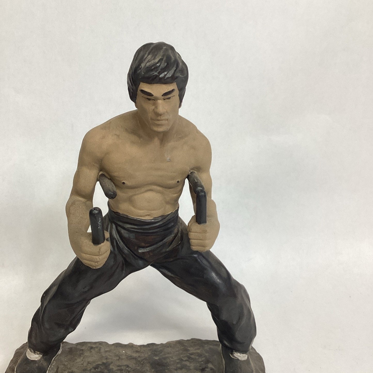 Bruce Lee Ceramic Sculpture Nunchucks Fighter - NOS