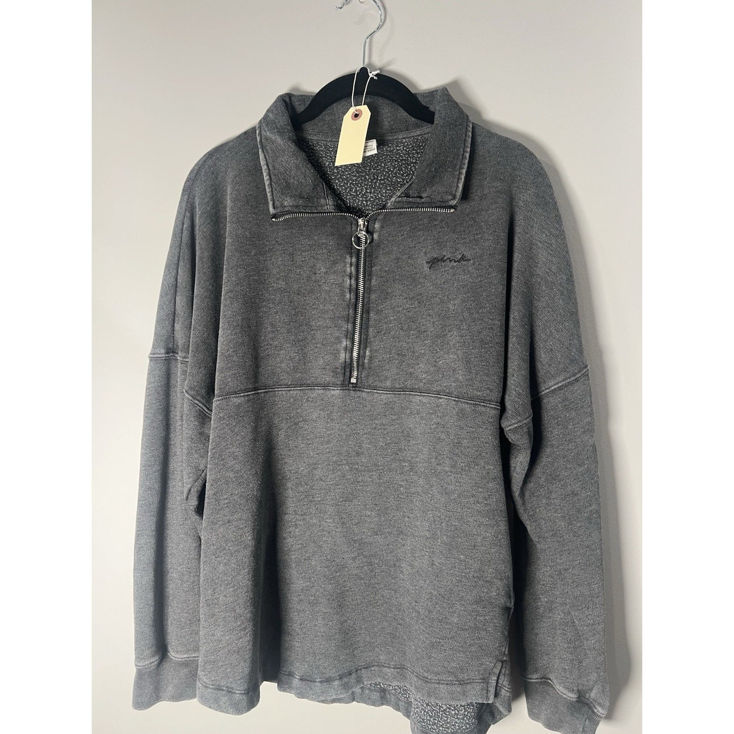 Victoria's Secret PINK Women Sweatshirt XS Grey Activewear Logo Zipper