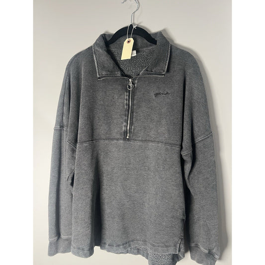 Victoria's Secret PINK Women Sweatshirt XS Grey Activewear Logo Zipper