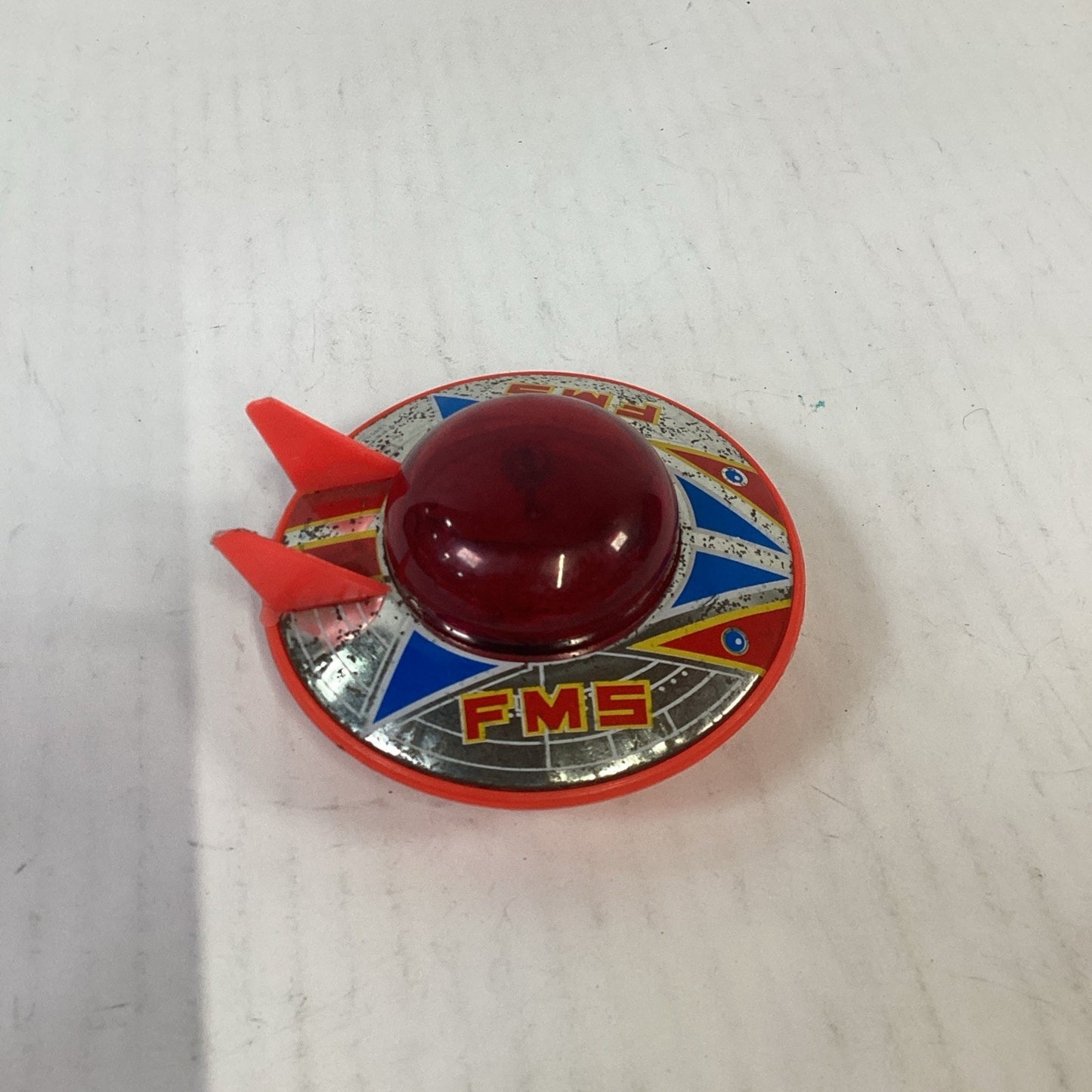 Vintage 1960’s Japanese Tin Litho Friction UFO Spaceship W/ Flashing Red Light