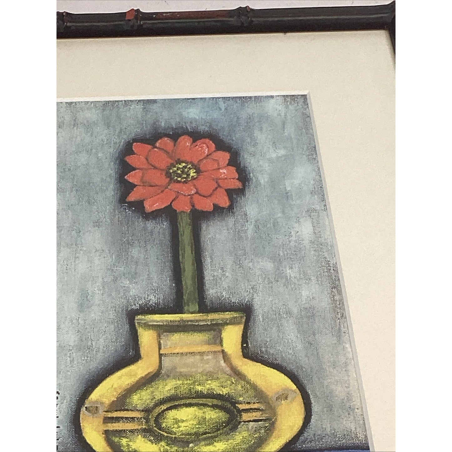 Floral Watercolor Painting - Flower In A Vase - Framed - 15x10” - Signed