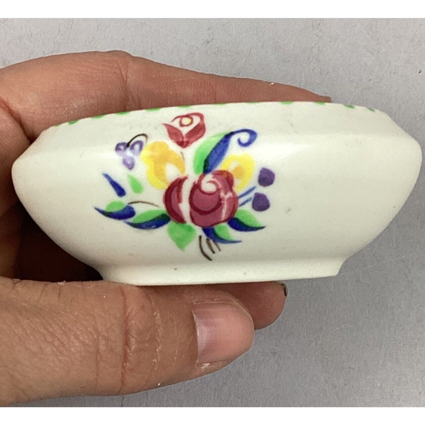 Poole Pottery - Traditional Hand Painted Flower Decorated Dipping Bowl - 2.5”