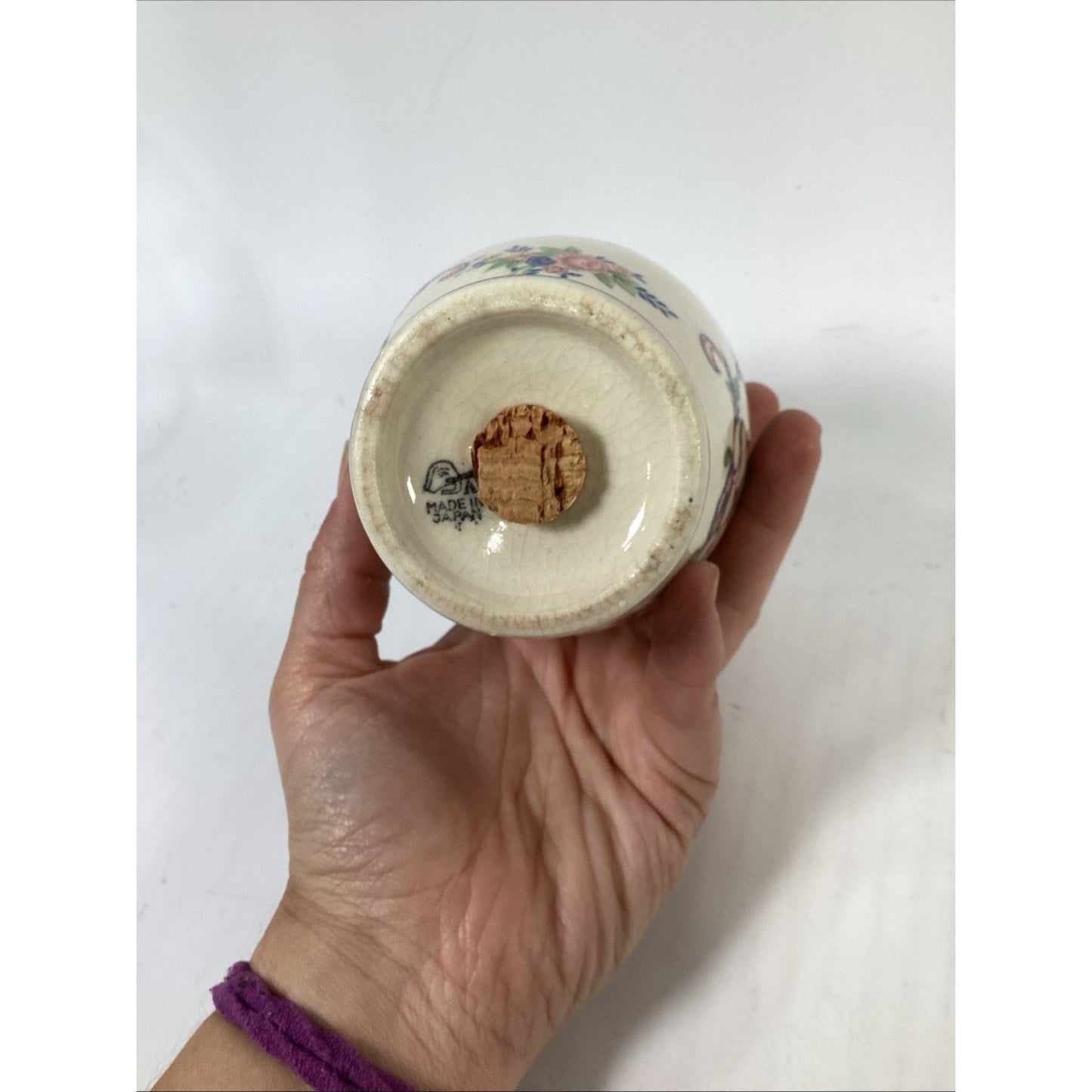 Vintage Hand Painted Porcelain Spice Shaker w/ Floral Pattern Japan - 5”H