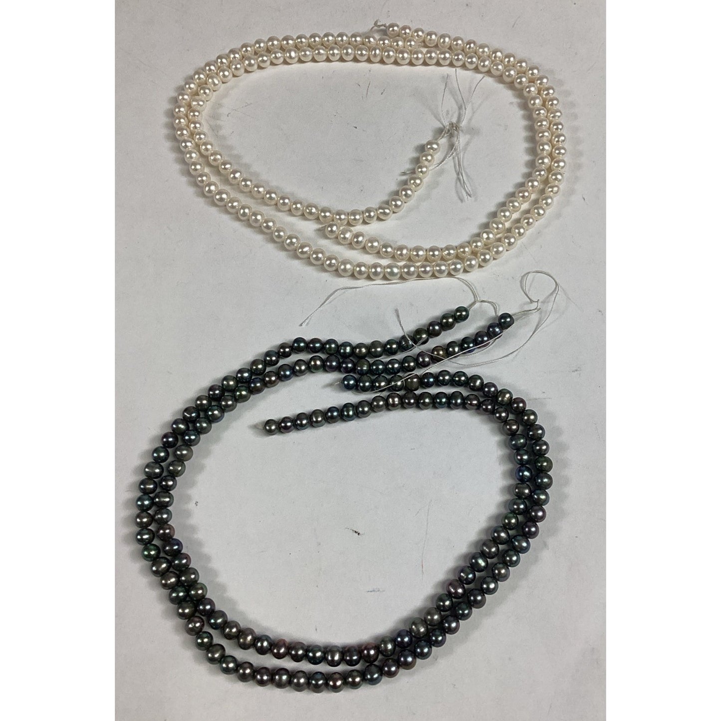 Rainbow Peacock Blue Color Pearl Strands & Ivory Pearl Strands (2 Each)