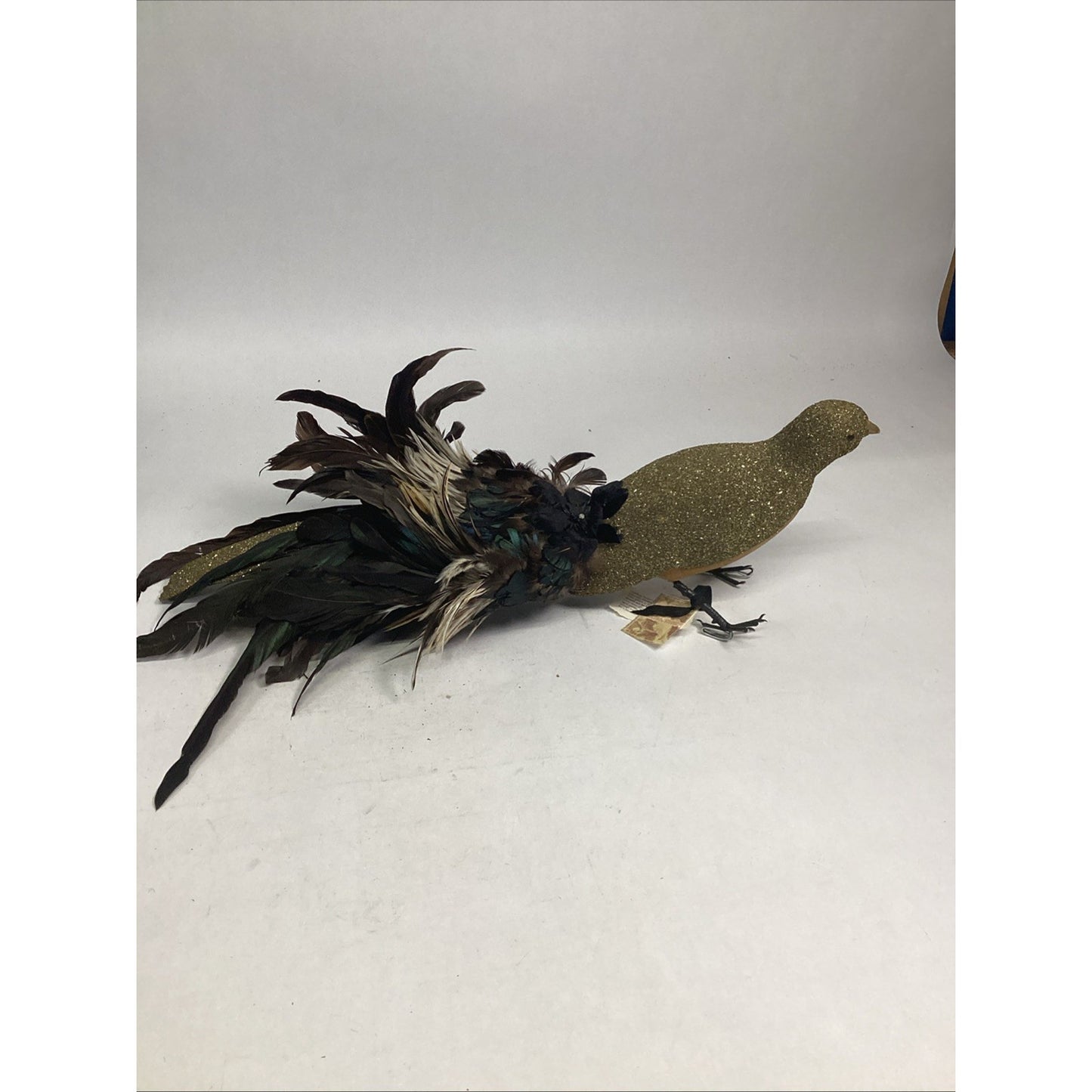 Goldbug Studio Set Of 2 Peacock Figurines W/ German Glass Glitter & Mica Flakes