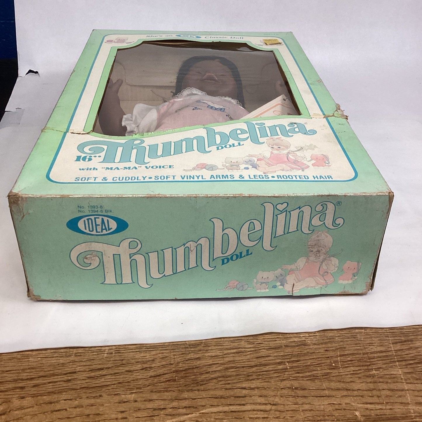 1982 - 16 inch Thumbelina Doll With Ma_Ma Voice - African American - NOS