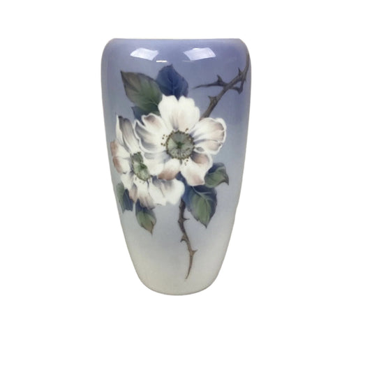 Royal Copenhagen Dogwood Flower & Butterfly Vase #2630 1049 - 9”